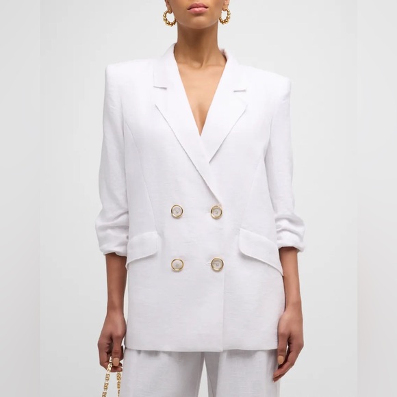 Ramy Brook Jackets & Blazers - NWT Ramy Brook Gianni Raw Trim Double-Breasted Blazer White 8
